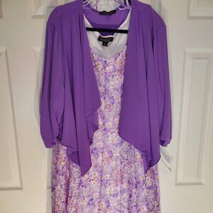 NEW Perceptions New York Purple Jacket & Sleeveless Floral Lace Lined Dress 3x